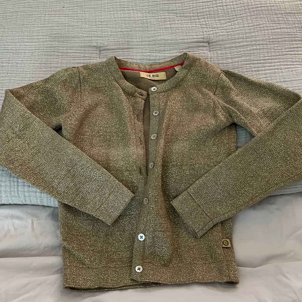 Le Big Girls Gold Shimmer Sweater Sz 5/6